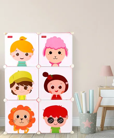 Babyhug 6 Cabinets Detachable Storage Unit Cartoon Print - Pink