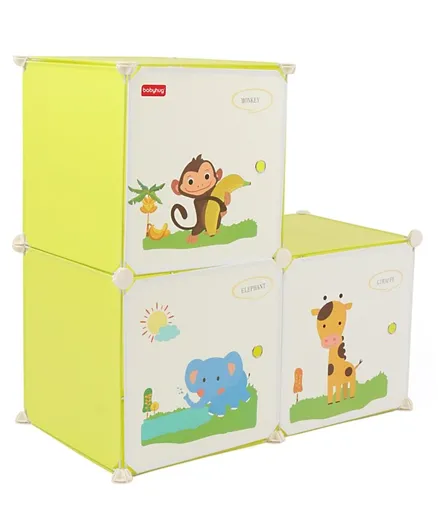 Babyhug Animal Printed 3 Cabinets Detachable Storage Unit - Green