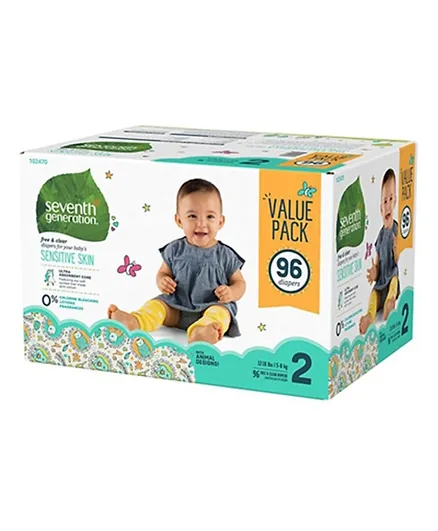 Seventh Generation Baby Diapers Size 2 - 96 Pieces