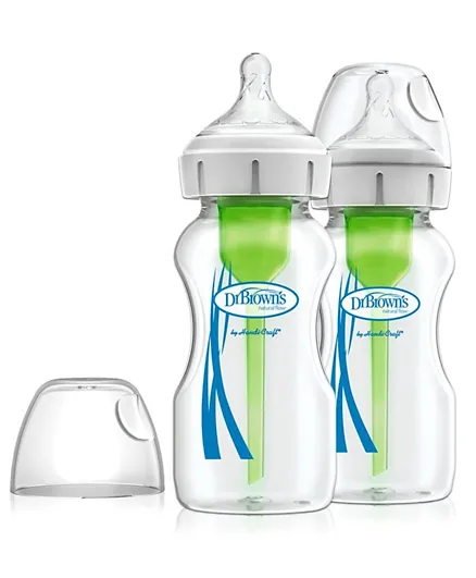 Dr. Brown's Glass Wide Neck Options Plus Bottle Pack of 2 - 270 ml Each