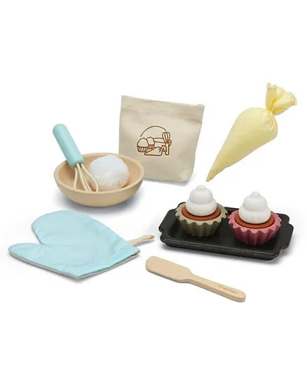 Plan Toys Sustainable Play Wooden Cupcake Set - Multicolor