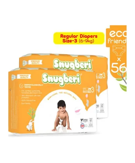 Snugberi Diapers Twin Value Pack Size 3 - 56 Pieces