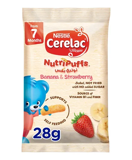 Cerelac Nestle Nutripuffs Banana & Strawberry - 28g