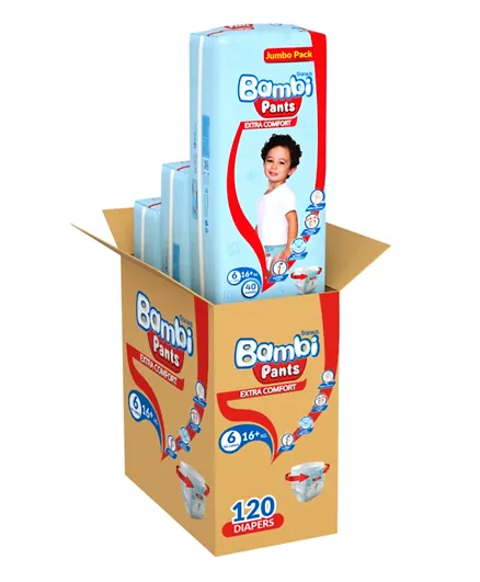 Sanita Bambi Disposable Diaper Pants Jumbo Pack Size 6 - 120 Pieces