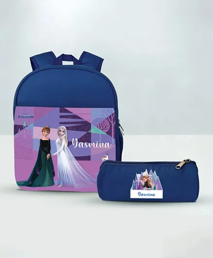 Essmak Disney Frozen 3 Personalized Backpack & Pencil Pouch Blue - 11 Inches