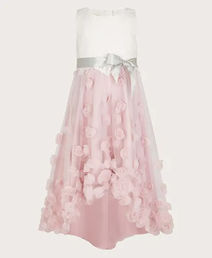 مونسون تشيلدرن فستان إيانثي بزهور ثلاثية الأبعاد - وردي غامق