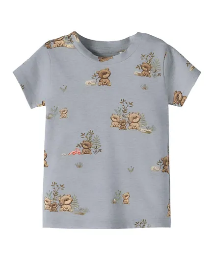 Name It Bear All Over Printed T-Shirt - Grey