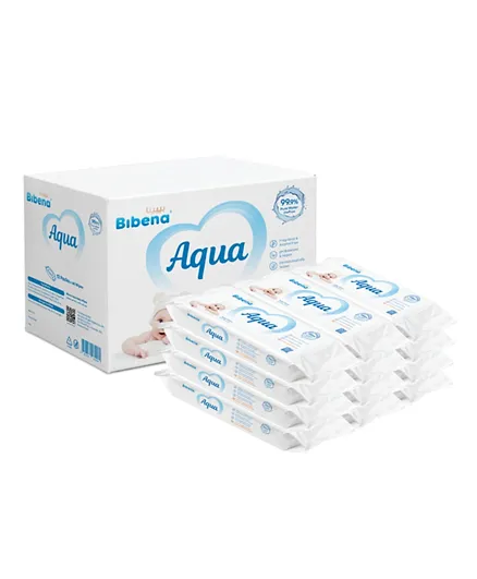 Bibena Aqua Water Wipes Pack of 12 - 60 Pieces Each