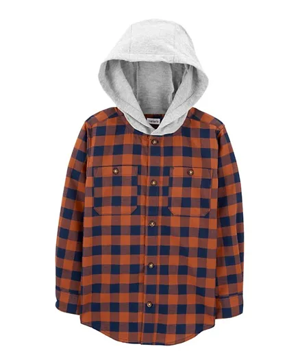 Carter's Plaid Hooded Button Front Shirt - Multicolor