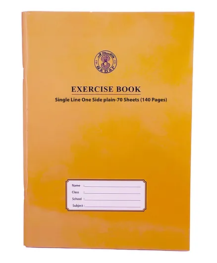 SADAF Single Line One Side Plain A4 Size Exercise Book - Orange