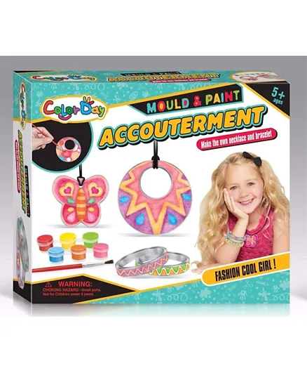 Brain Giggles Kids DIY Mould and Paint Toy Necklace & Bracelet Accouterment - Multicolour