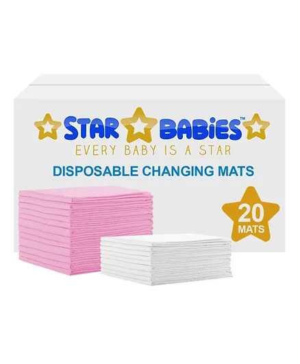 Star Babies Disposable Changing Mat Pack of 20 - Pink/Yellow