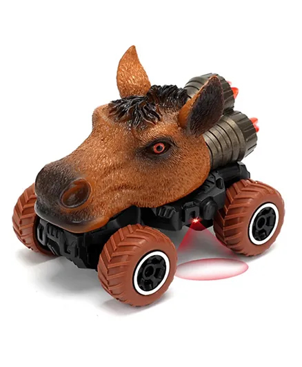 ليتل ستوري - سيارة حصان بقناتين مع جهاز تحكم عن بعد - بني
