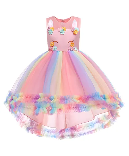 Babyqlo Floral Applique Dress - Multicolor