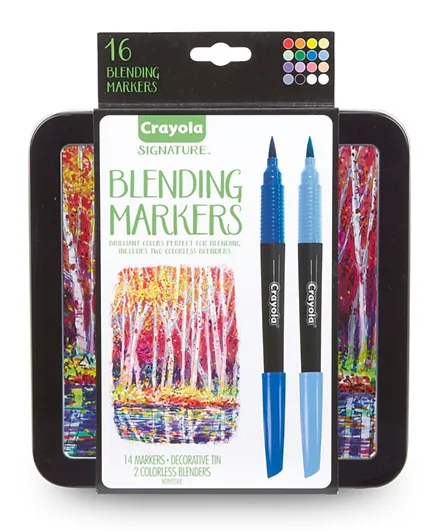 Crayola Signature Blending Markers with Tin Multicolor - Pack of 16