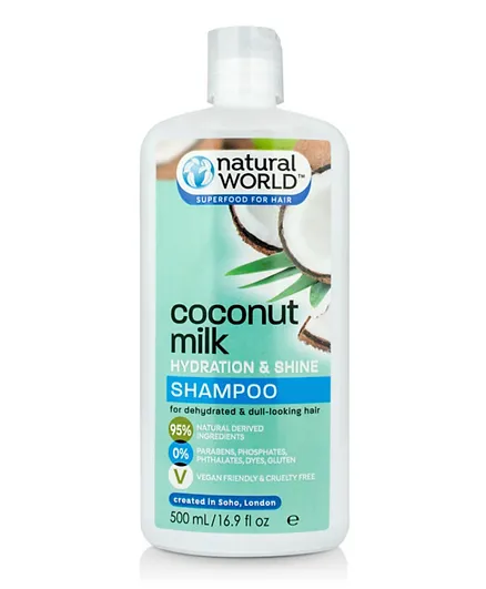 Natural World Coconut Water Hydration & Shine Shampoo - 500mL