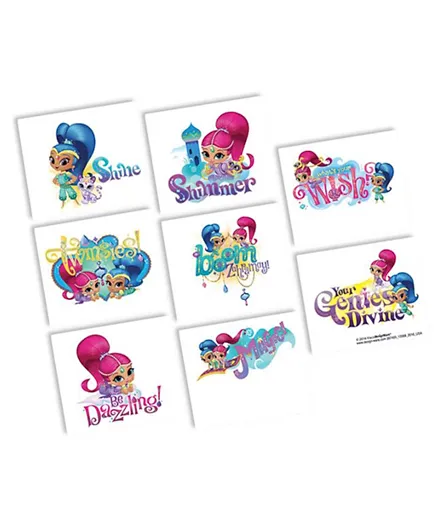 Party Centre Shimmer and Shine Favour Tattoos Favours - 8 Sheets