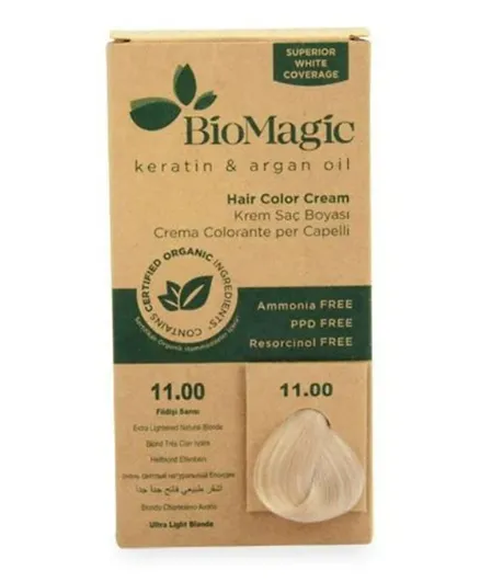 BIOMAGIC Hair Color Cream With Keratin & Argan Oil 11/00 Extra Light Natural Blonde - 60mL