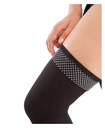 Mums & Bumps Gabrialla Strong Compression Microfiber Open Toe Thigh Highs - Black