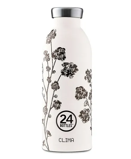 24 Bottles Clima Double Wall Insulated Stainless Steel Water Bottle White Rose - 500ml