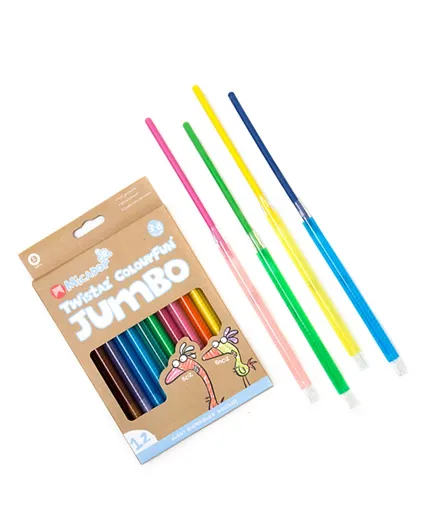 Micador Jr. Twistaz Jumbo Crayons Pack of 12 - Beige