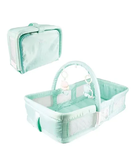Viva Kids Baby Sleeping Basket Portable Folding Crib Green - 2 Pieces