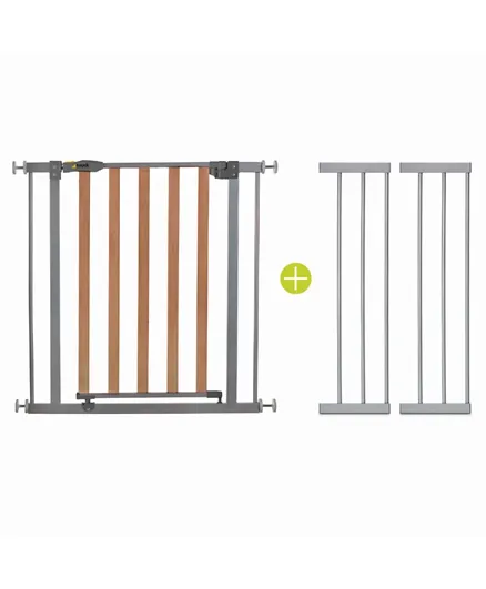 Hauck Wood Lock Safe Gate With 2 Extensions Silver - 21 cm