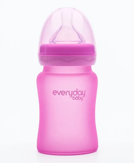 Everyday Baby Glass Heat Sensing Baby Bottle Cerise Pink - 150 ml