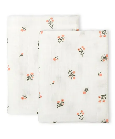 A Little Lovely Company Muslin Cloth Little Flowers - Set of 2