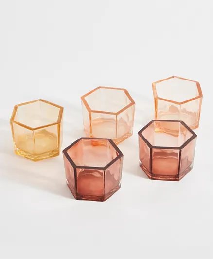 HomeBox Luminous 5-Piece Coloured Glass Votive Set