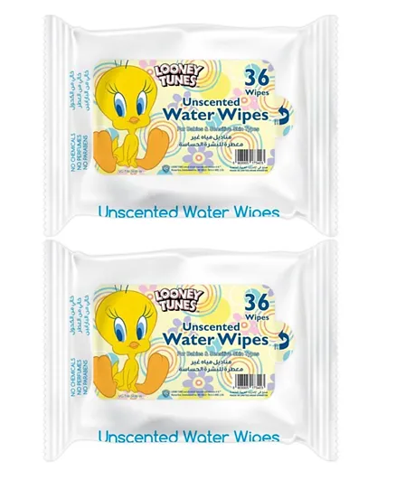 Warner Bros Tweety  Water Wipes  Pack of 2 Yellow - 72 Wipes