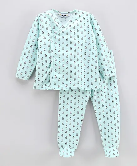 Les Lutins All Over Rabbit T-Shirt with Pants/Co-ord Set - Blue