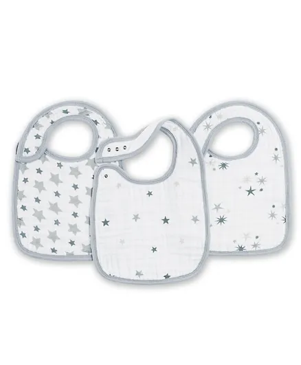 Aden + Anais Snap Bib Twinkle  Grey & White - Pack of 3