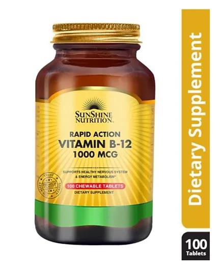 SUNSHINE Nutrition Vitamin B12 1000 MCG Rapid Action Chewable Tablets - 100's