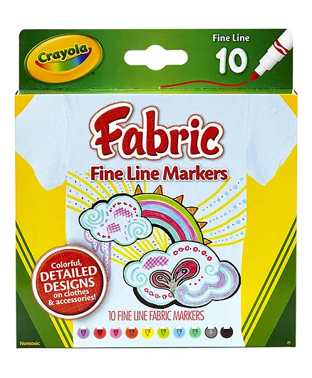 Crayola Fine Line Fabric Markers - Pack of 10