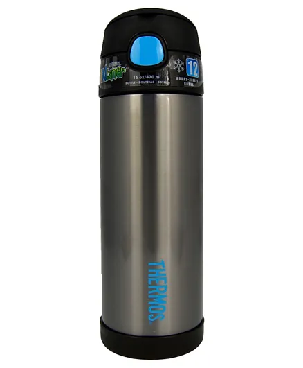 زجاجة مياه ثيرموس فان-تينر من الإستانلس ستيل لون أسود - سعة 470 مل