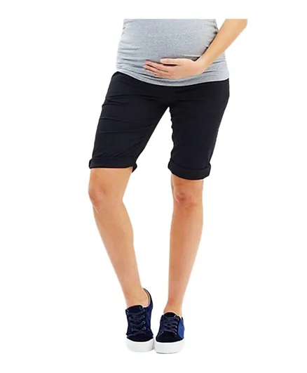 Mums & Bumps Angel Maternity Knee Length Cotton Shorts - Navy