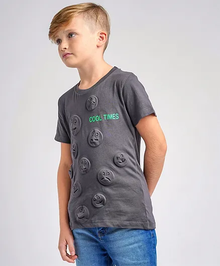 Minoti Cool Times Emoji T-Shirt - Charcoal