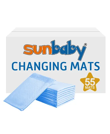 Sunbaby Disposable Changing Mats Pack of 55 - Blue