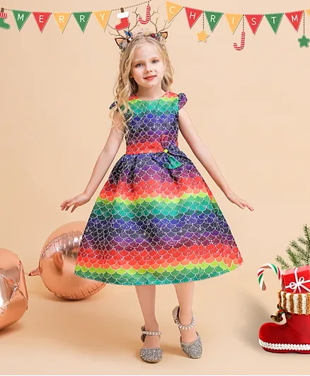 Babyqlo Mermaid Shells Patterned Dress - Multicolor