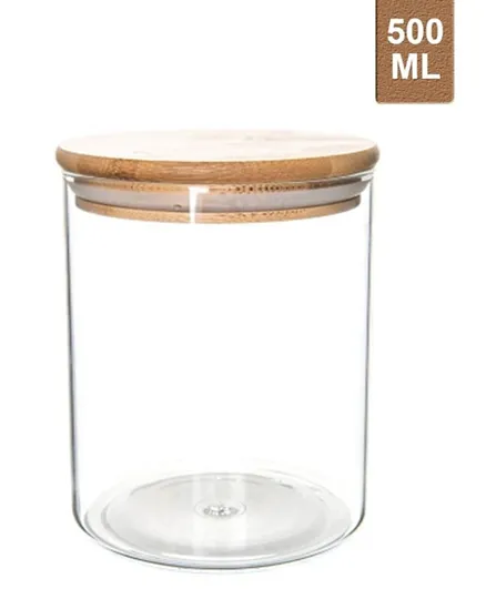 Little Storage Glass Herb & Spice with Bamboo Lid Storage Jar - 500ml