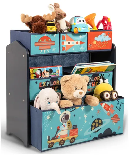 Home Canvas Little Explorer Multi-Bin Toy Organizer with Storage Bins - Blue