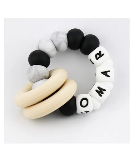 Desert Chomps Silicone & Wooden Personalized Teether Vera -  Mono