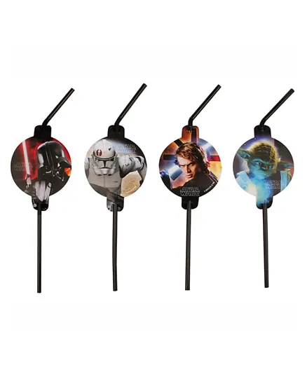 Party Centre Star Wars Paper Drinking Straws - Pack of 8