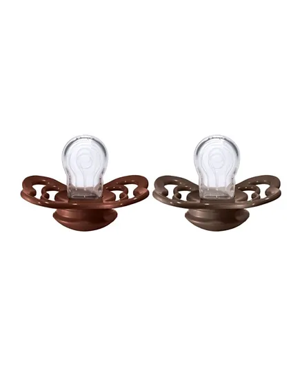 BIBS Baby Pacifier Supreme Silicone Size 1 Rust and Mocha - Pack of 2