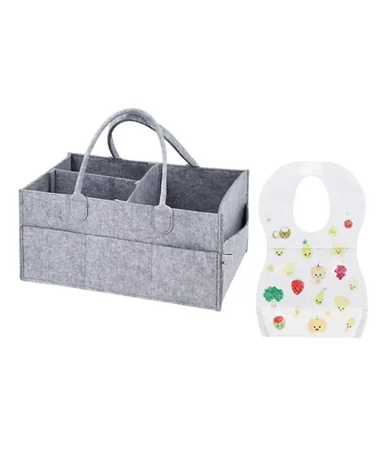 Star Babies Caddy Diaper Bag With Disposable Bibs - Grey