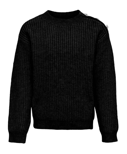 Only Kids Long Sleeves Bling Sweater - Black