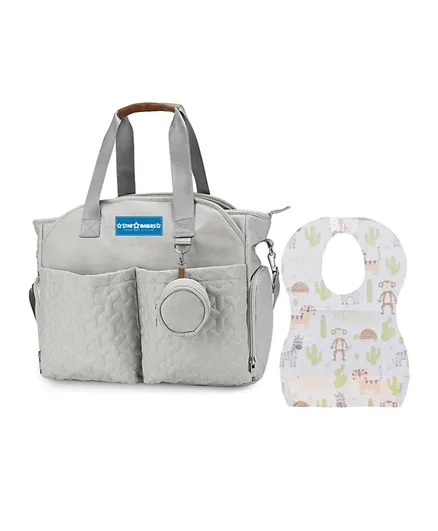 Star Babies Diaper Bag with Pacifier Pouch And Disposable Bibs -Khaki