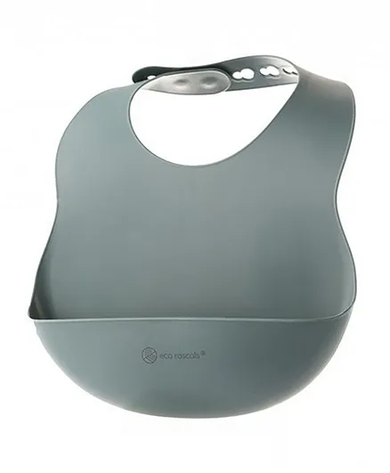 Eco Rascals Crumb and Dribble Catch Silicon Bib - Grey