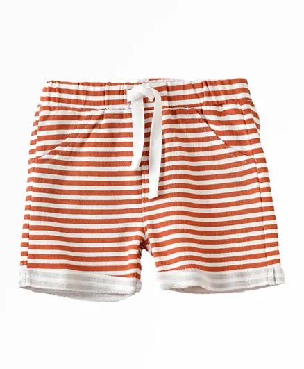 Jam Cotton Knit Lace Detailing Striped Shorts - Multi Color